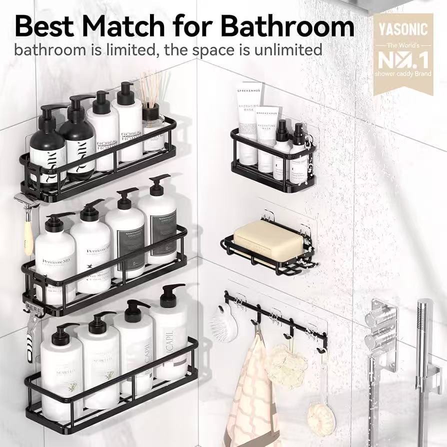 Cross-border new bathroom storage rack, wall-mounted bathroom, no need for drilling, iron toiletries, toilet storage rack details Picture