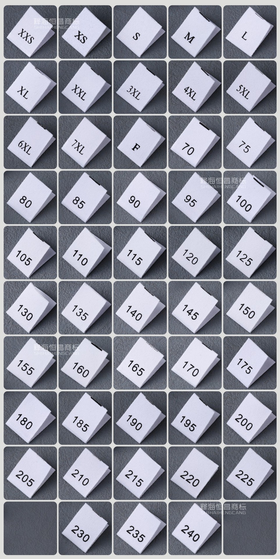 现货棉带尺码标黑白金色缎面数字号码标服装柔软消光带尺码唛厂家详情25