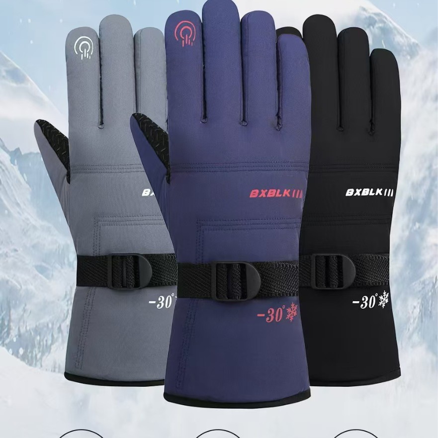 The 2025 new model of outdoor skiing gloves, 3M fleece lining, mountaineering waterproof and warm touch screen gloves, fleece windproof