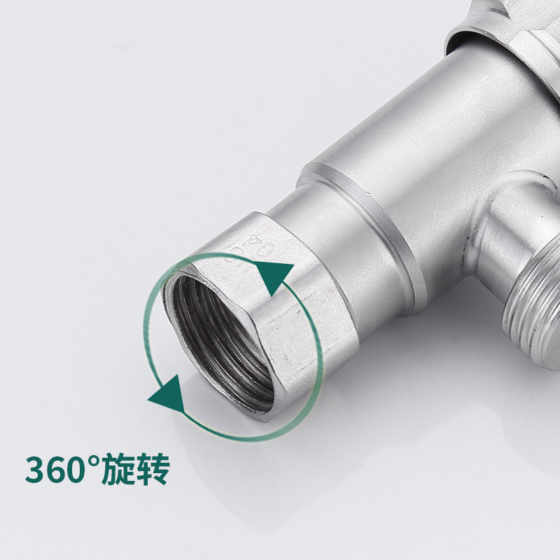 304 stainless steel union internal thread triangular valve, thickened 4-inch internal thread water inlet valve, rotatable on-off valve for cold water heaters Specification image