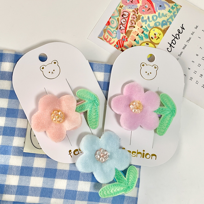 Korean-style gauze little flower children's hair accessory, cute flower girl hair clip, sweet princess bangs broken hair clip headwear
