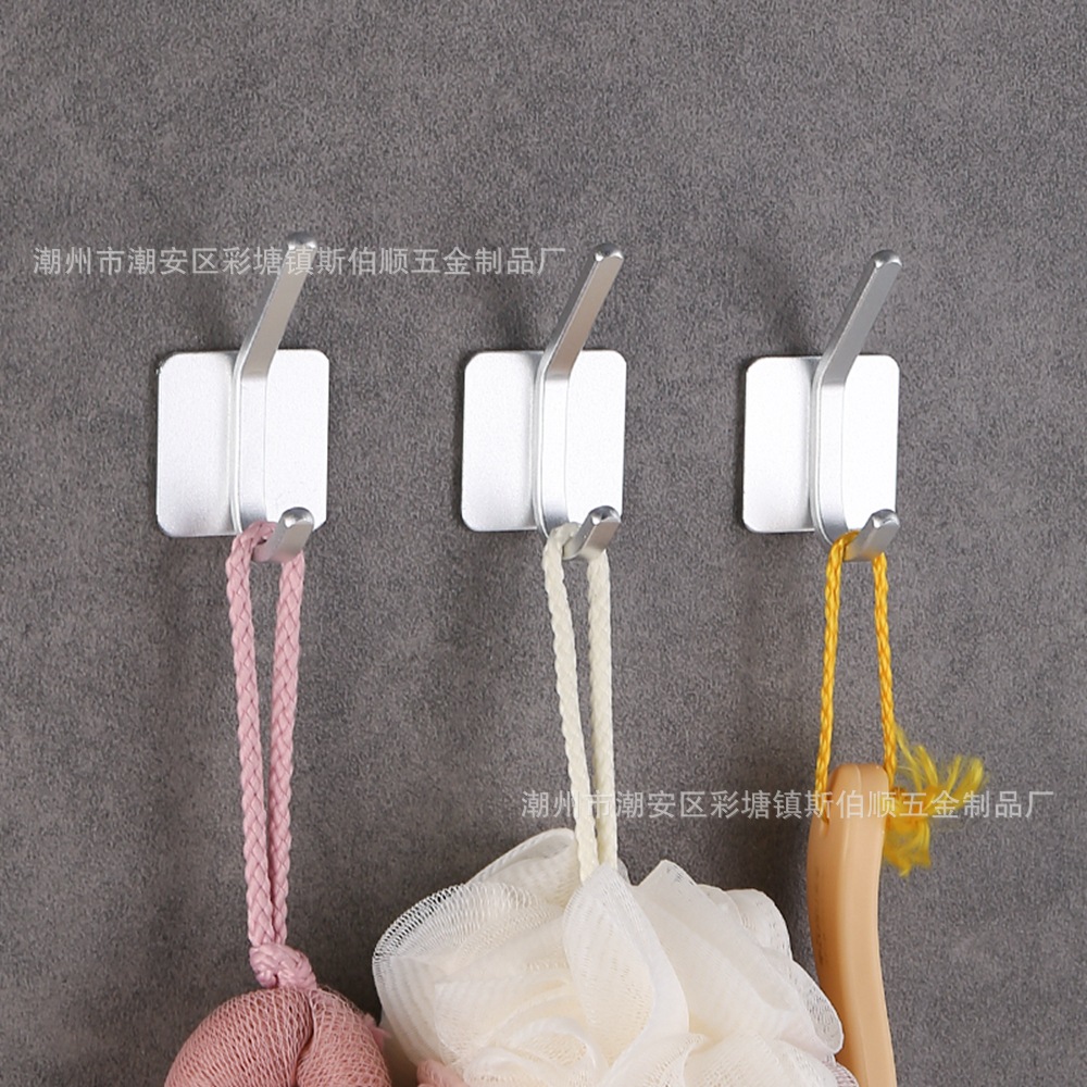 跨境太空铝免钉挂钩浴室衣钩单钩门后金属无痕挂钩厨房卫生间挂钩详情6