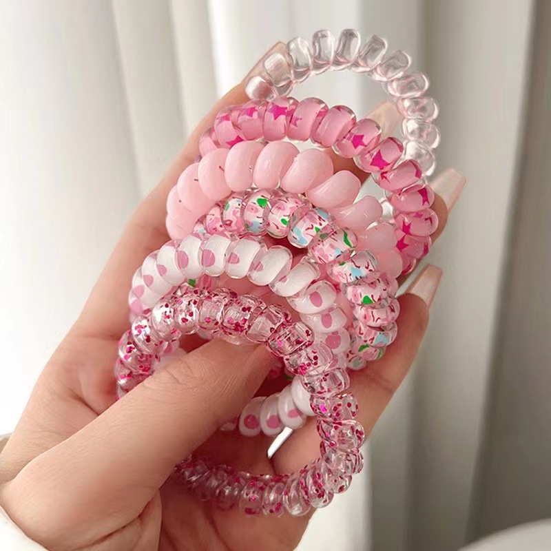 Sweet Girl's candy-colored hair tie, gradient color series, telephone line hair band, hair tie, women's seamless hair tie, hair band that won't damage hair, headwear Application Scenario