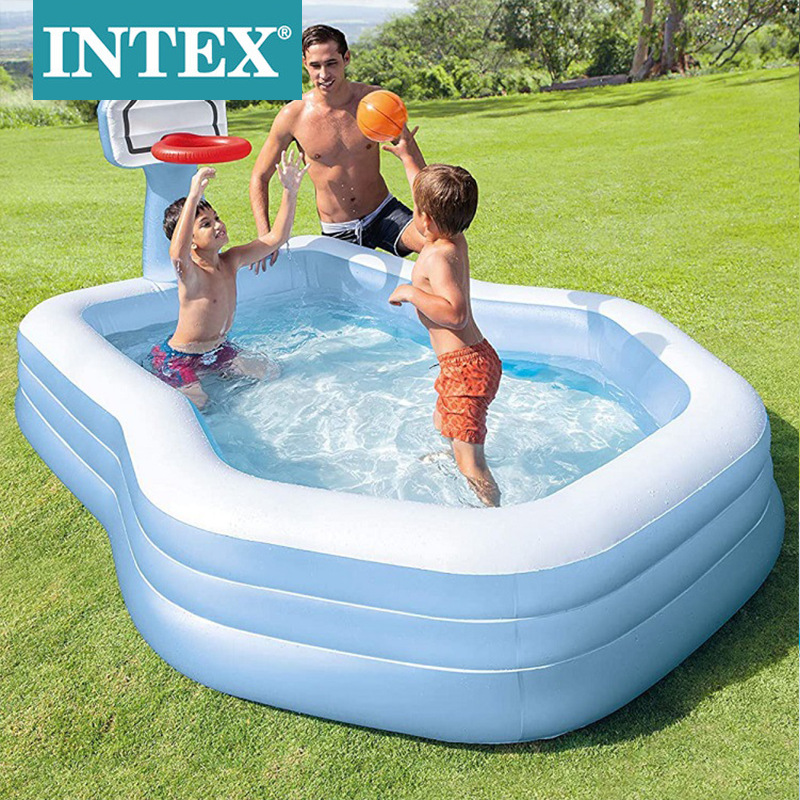 INTEX57183投篮长方形水池夏季户外充气水池儿童家庭戏水池充气玩具现货批发详情图1