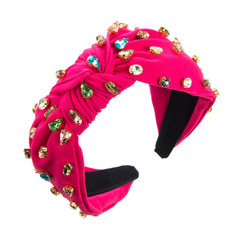 Hairband Europe And The United States New High Quality Cloth Full Drill Hoop Female Knotting Multi-Color Fashion Wide Edge Head Hoops Hair Accessories Foreign Trade Item Picture