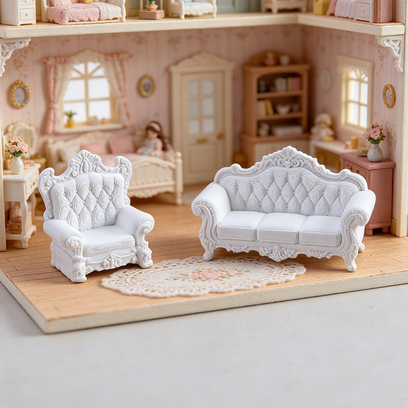 Miniature dolls, miniature toys, sofas, home interior miniature scene furniture sets, role-playing miniature ornaments details Picture