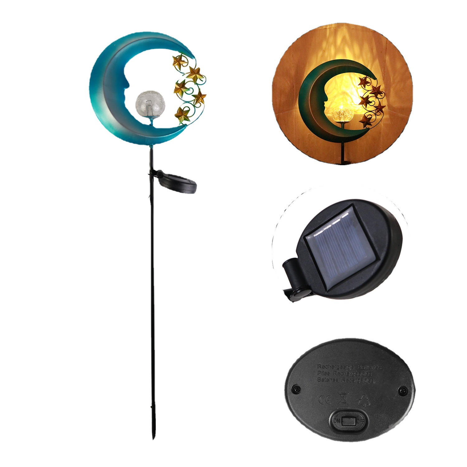 Cross-border e-commerce LED solar crescent-shaped ground insert light, park courtyard, rural path, outdoor decorative landscape light Item Picture