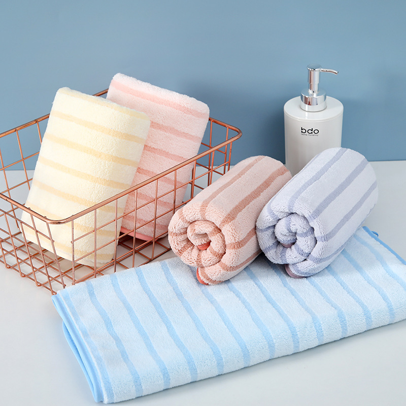Coral Velvet Color Strip Towel Bath Towel Household Soft Absorbent Face Towel Men's And Women's Bath Quick Dry Towel Set Application Scenario