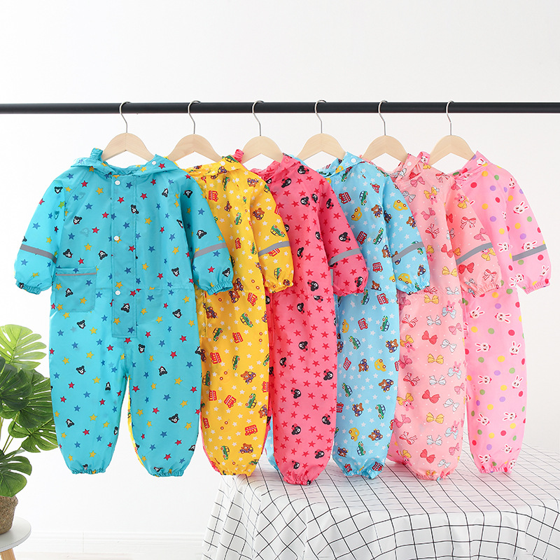 Children's One-Piece Raincoat Boys And Girls Baby Park Three-Dimensional Child Baby Reflective Strip Cartoon Poncho Not Including Tax Specification drawing