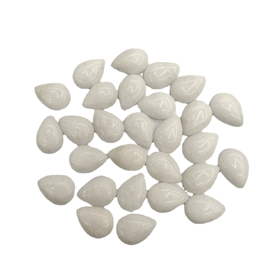 The manufacturer is selling a new type of white jade bare stone water drop ring face flat-bottomed inlaid patch necklace diy jewelry accessories wholesale