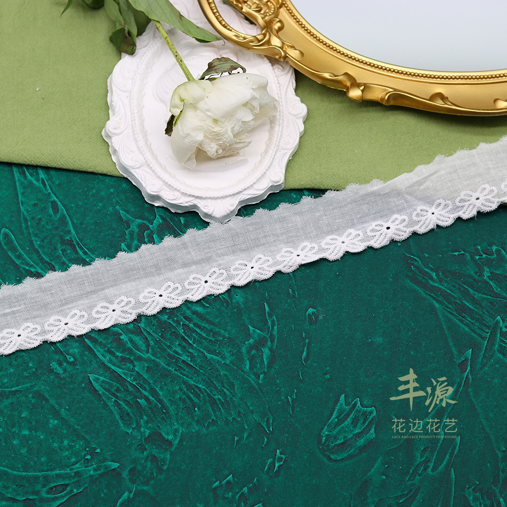 Manufacturers Direct Lace Lace Embroidery Lace All Cotton Hollow Carving Hole Bar Code Lace Women's And Children's Clothing Accessories Specification drawing