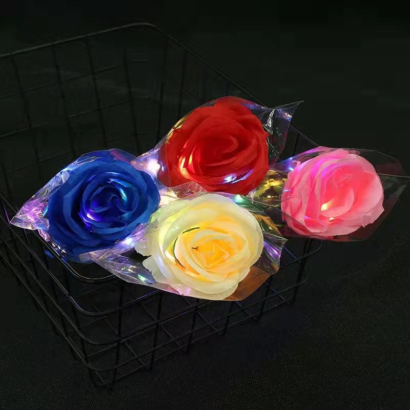 跨境LED发光玫瑰花创意七夕情人节表白花束地摊仿生花发光玩具详情图3