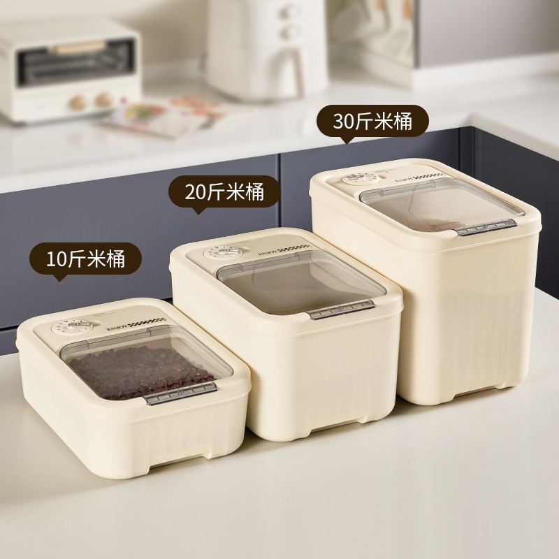 Kitchen household rice bucket, sealed and transparent, insect-proof and moisture-proof, food-grade flour and grain storage, rice box, rice VAT, miscellaneous grain collection