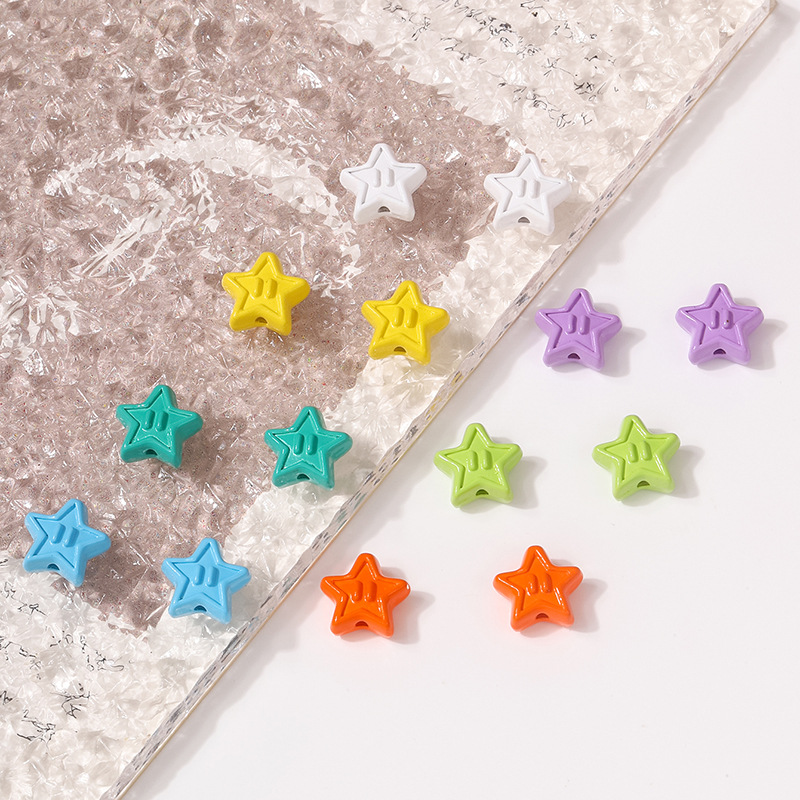 Sweet and colorful five-pointed star, trendy and fashionable irregular DIY necklace, mobile phone chain, alloy jewelry material accessories details Picture