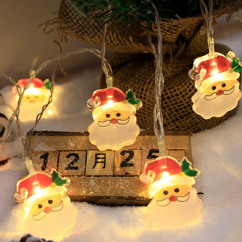 New Christmas light string LED, Santa Claus string light, battery box, USB snowman penguin shaped decorative color light