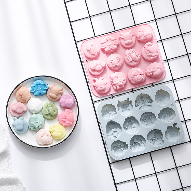 Stock 12 In 12 Constellations Molding Silicone Mold Drop Glue Chocolate Mold Baking Tool Ice Lattice Cake Mold details Picture