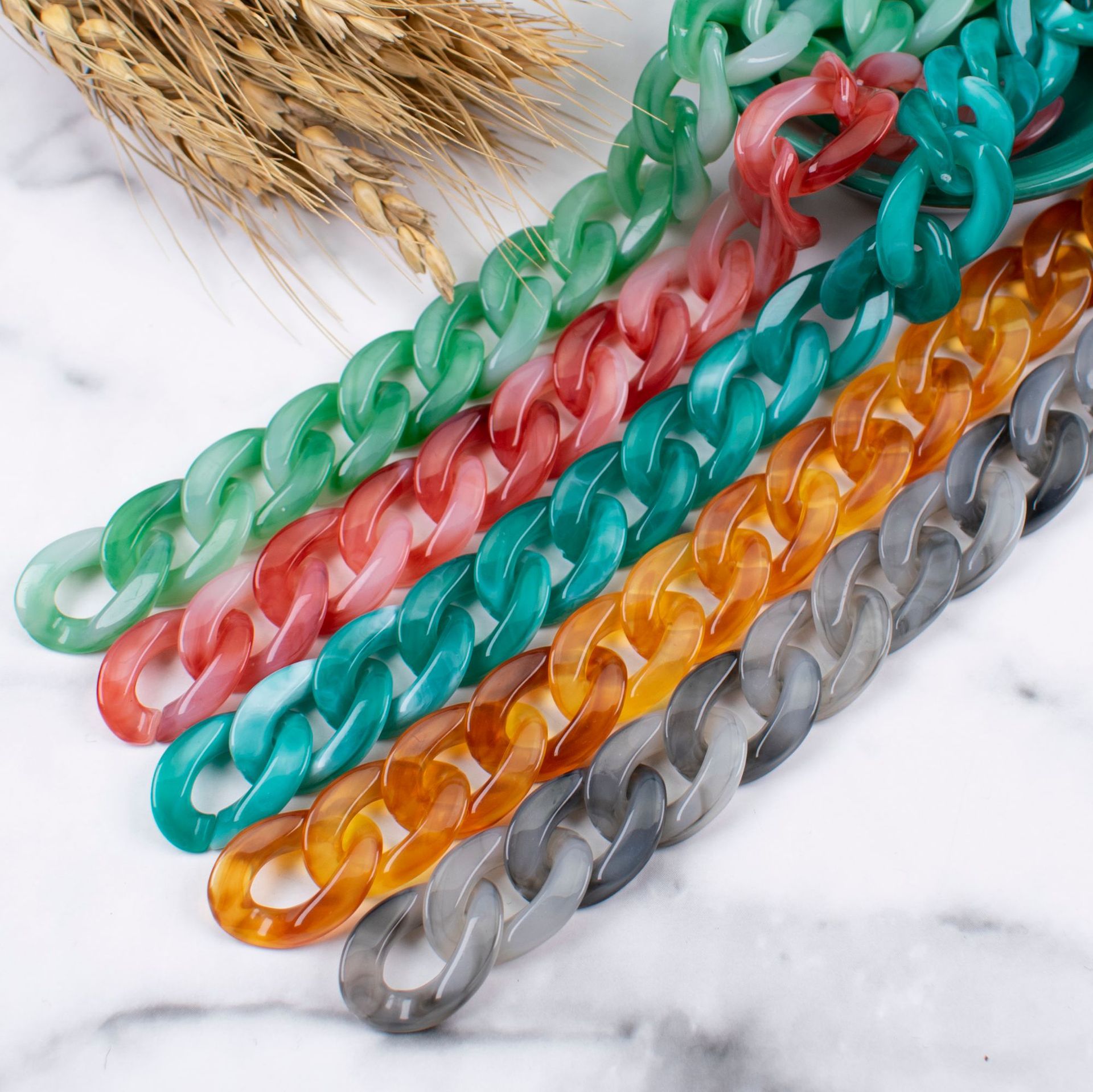 Acrylic plastic amber agate color chain, 17*23 clasp jewelry, luggage, phone case, bag accessories details Picture