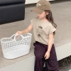 Korean children's clothing girls' short-sleeved T-shirt 2025 summer collection for kids and adults, sleeveless, thin and stylish cotton top for summer details Picture