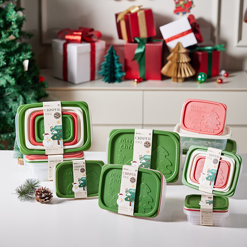 G56 Christmas Food Storage Box, food-grade large-capacity transparent food sealing box, kitchen refrigerator, fruit and vegetable storage box details Picture