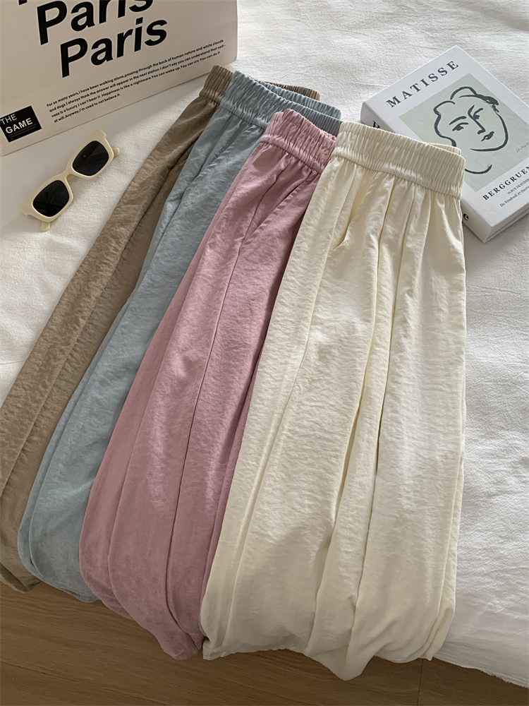 Gentle Cream Cloud Wide Leg Pants Women Loose High Waist Hanging Fog Mop Pants Summer Thin Cool Cool Pants Specification drawing