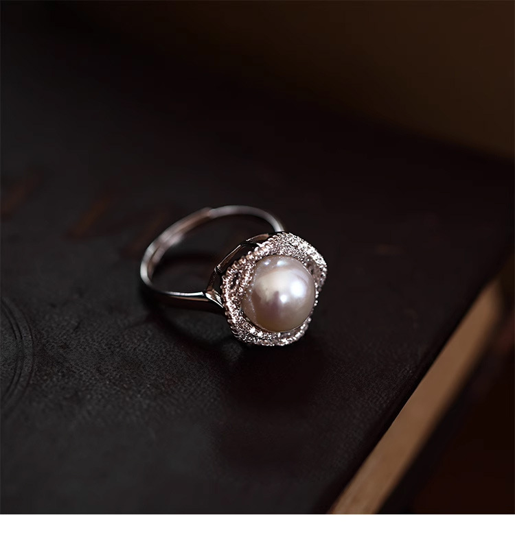 玫瑰花天然淡水珍珠戒指轻奢高级感新中式小众开口手饰品指环批发详情3