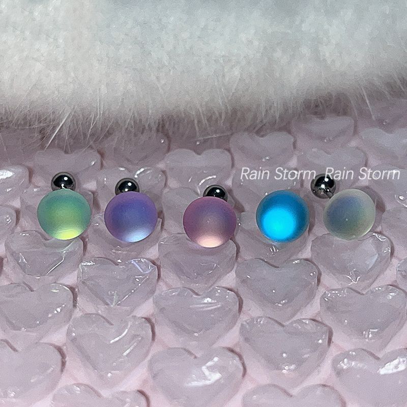 Pink Daily Matte Aurora Ear Stud Women Titanium Steel Cochlear Stud Screw Twist Stud Spice Girls Niche Earrings Specification image