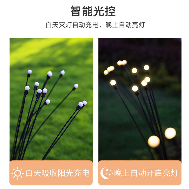 Solar-powered firefly lights, outdoor courtyard decoration, garden villa atmosphere lights, lawn decoration, waterproof ground insert lights Application Scenario