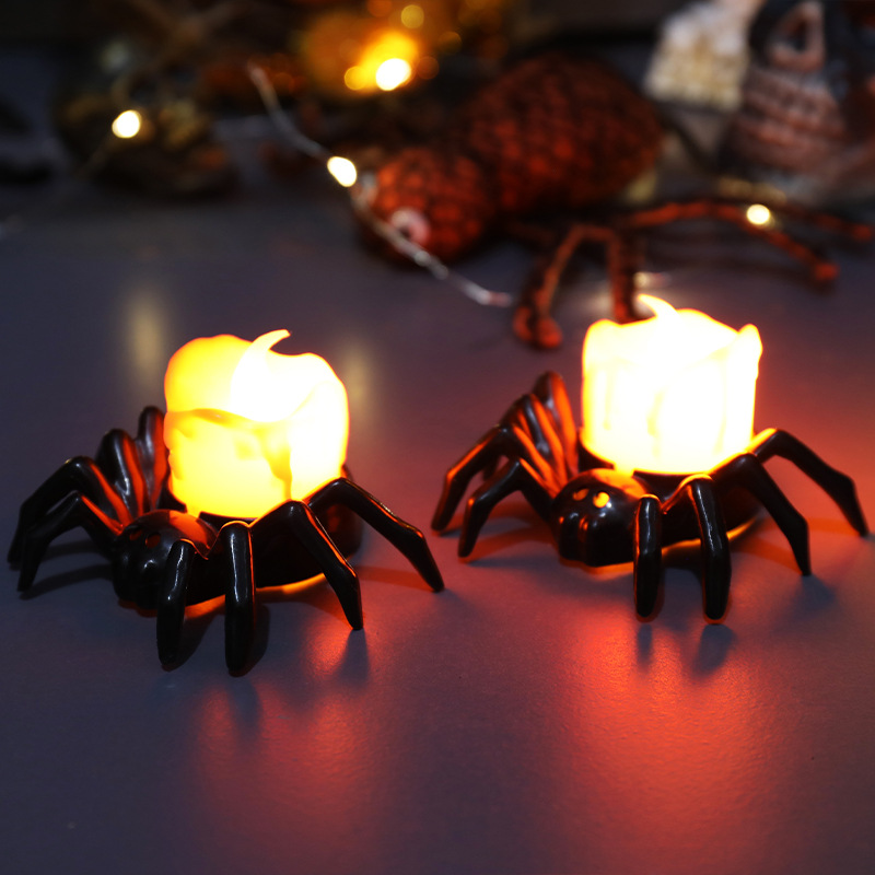 万圣节南瓜灯气氛布置装饰道具LED电子蜡烛灯发光蜘蛛小夜灯摆件详情图3