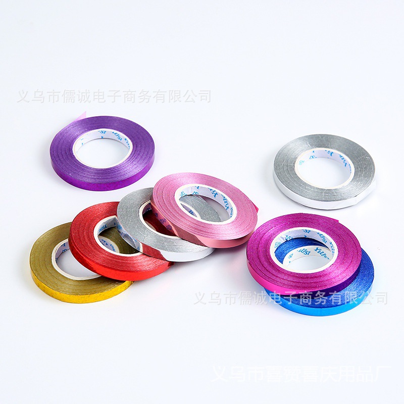 Wholesale laser ribbons, wedding and birthday decoration products, gift packaging, balloon ribbons, 10-meter balloon ribbons details Picture