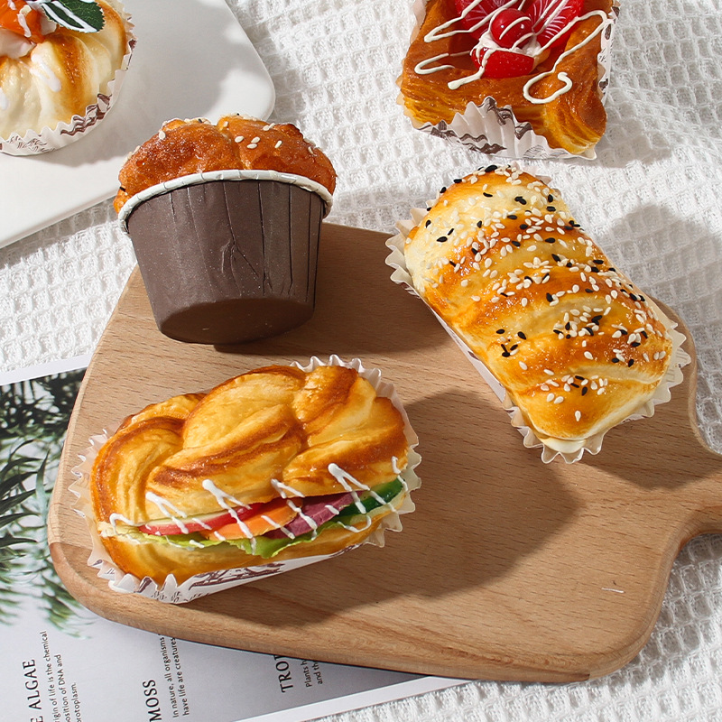 pu simulation cups, fake cakes, bread, pastries, food models, fridge magnets, soft bread props and ornaments for bakeries details Picture