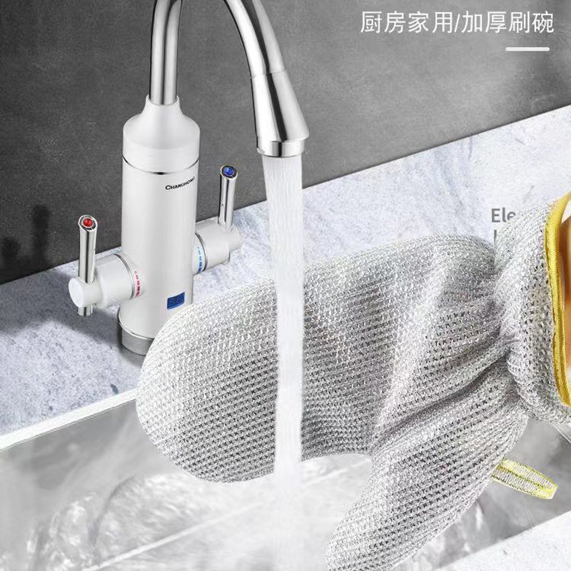银丝洗碗手套不沾油厨房家用清洁防油防水竹纤维手套单只洗碗神器产品图