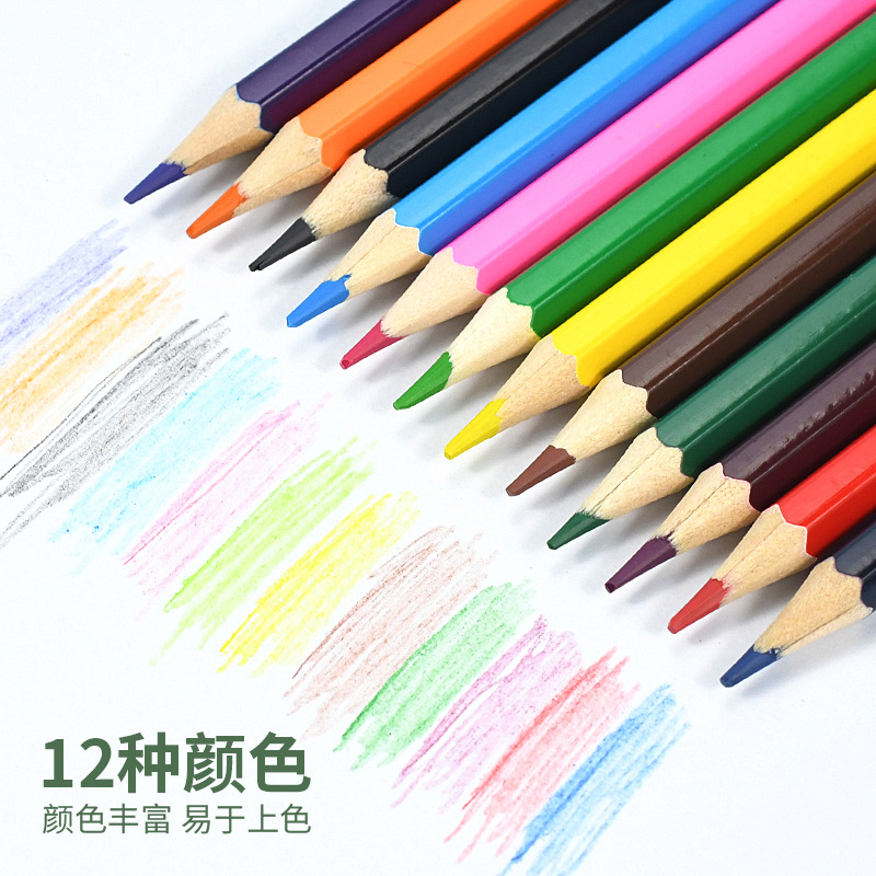 Wholesale of new 12-color oil-based colored pencils from Weibo, a manufacturer specializing in student exam quick drawing supplies details Picture