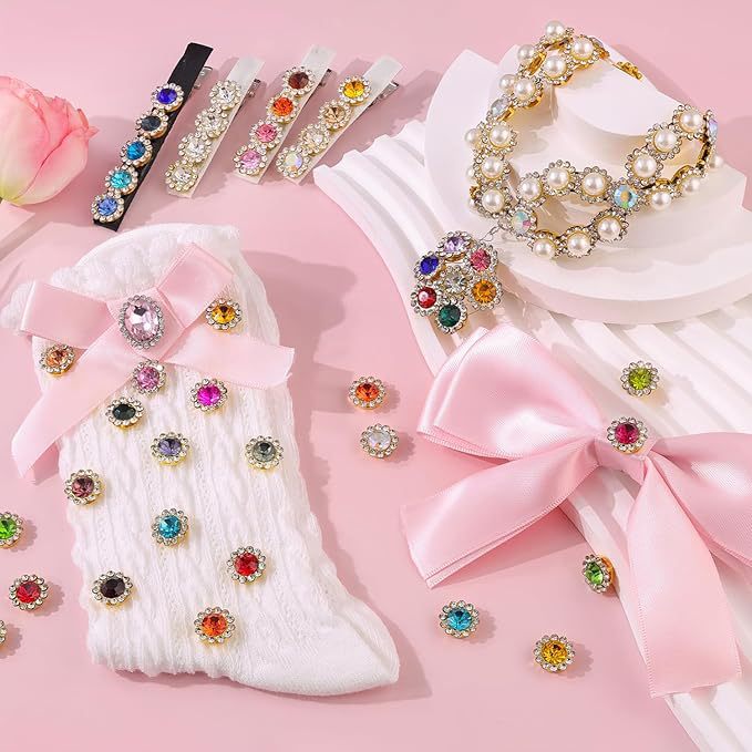 厂家直销太阳花花托圆形双层花钻 DIY蝴蝶结鞋包服装辅料配件爪钻详情16