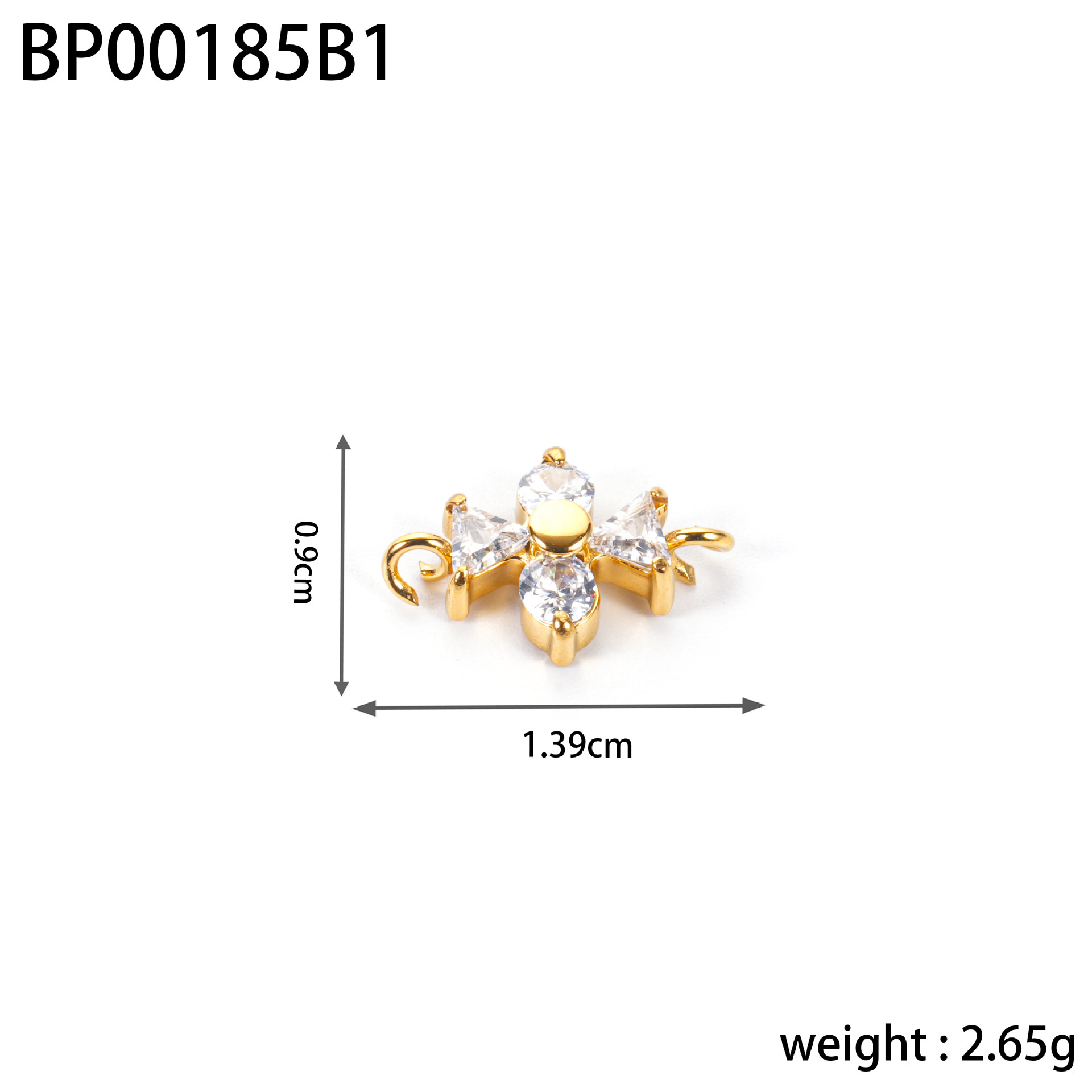 Cross-border fashion stainless steel four-leaf clover, five-pointed star, zircon inlaid diy double-hole pendant design accessory pic 40
