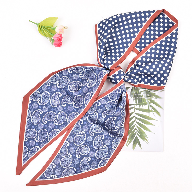 New Fashion Simple Polka Dot Cashew Pattern Printed Silk Scarf Small Scarf Double Long Diagonal Large Ribbon Silk Scarf details Picture