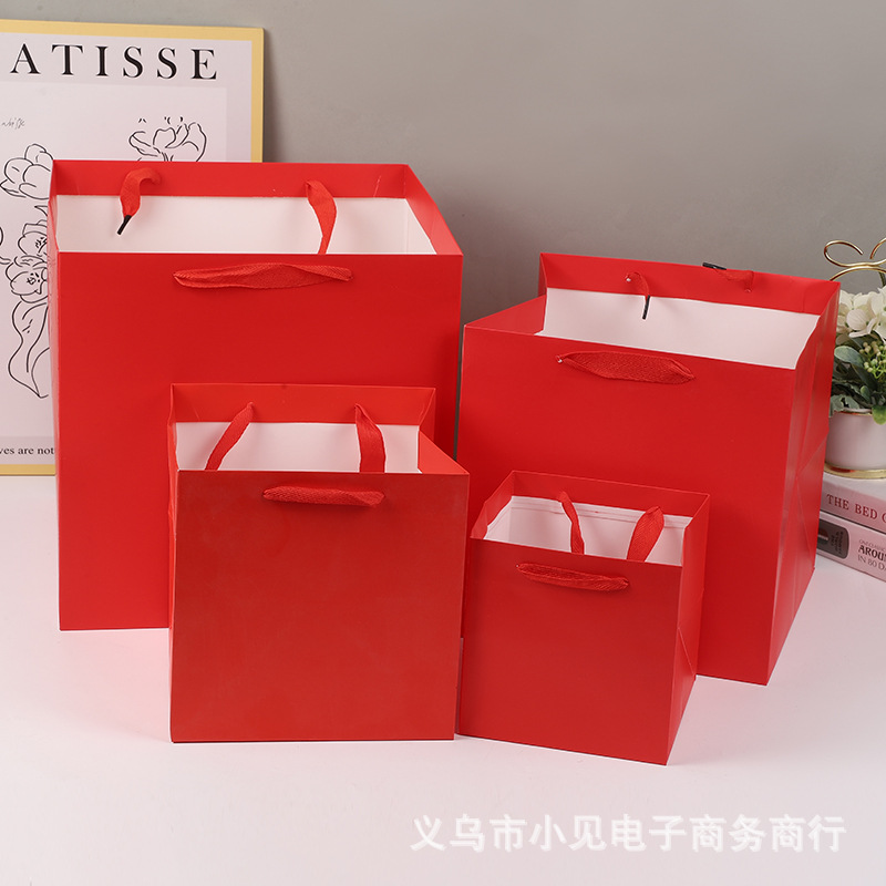 Square gift bags, flower tote bags, cake bags, thick packaging bags, large bouquets, kraft paper bags, gift bags details Picture