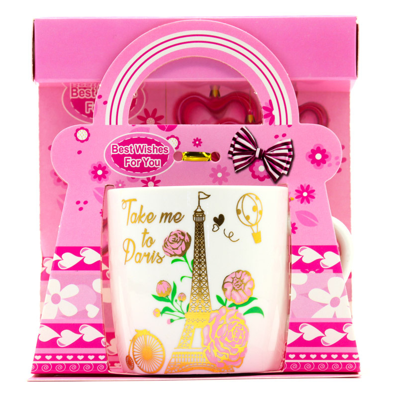 Export ceramic coffee cups with gilded patterns on the Eiffel Tower, French architecture, household universal style, factory direct supply