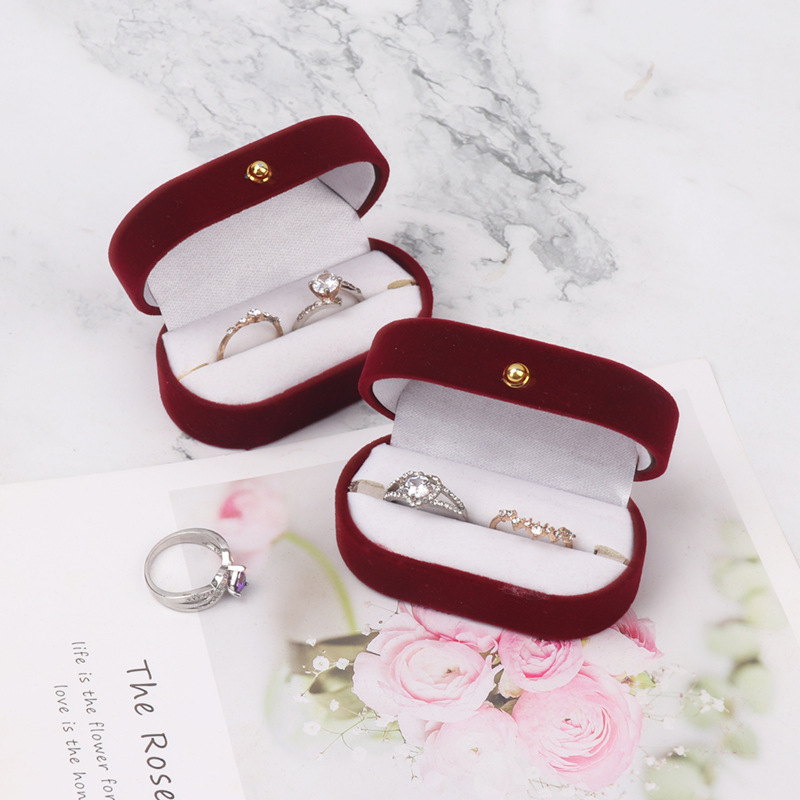 Vintage Ring Earrings Flannelette Small Storage Box Simple High-End Earrings Packing Box Store Display Box details Picture