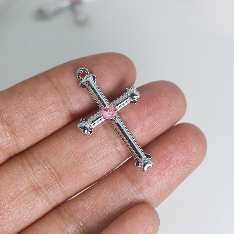 New alloy hanging plating starry pink diamond cross series DIY earrings, pendants, bracelets, necklaces and accessories Item Picture