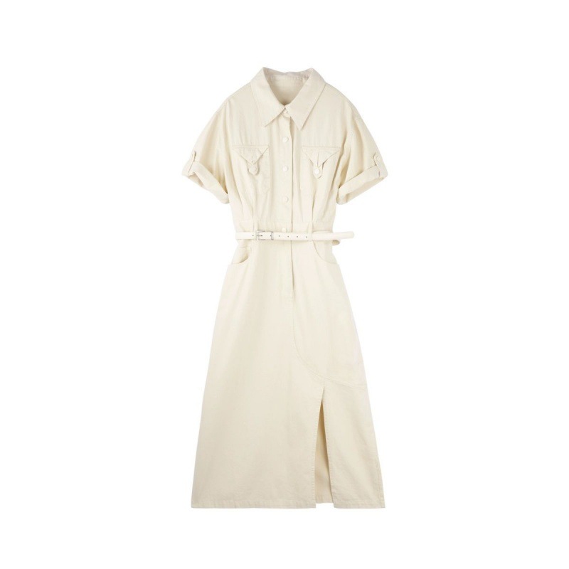 Pink POLO shirt dress for summer 2024, new style, slimming, French retro style, simple and cinched waist Item Picture