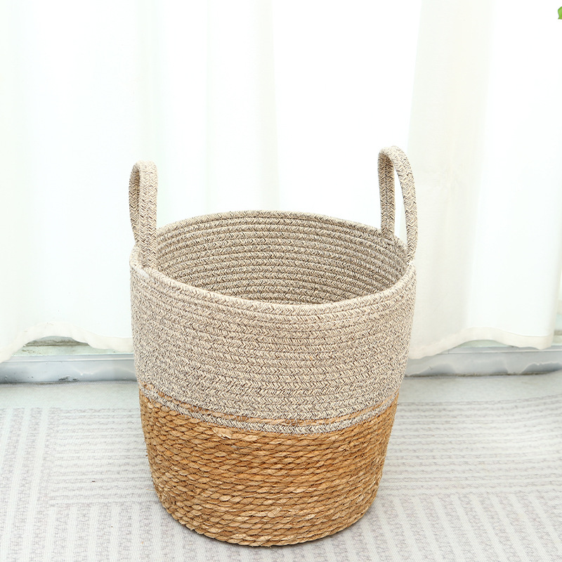 Nordic Hand Woven Laundry Basket Multi-Specification Set Home Straw Storage Basket Sundries Snacks Finishing Storage Basket Application Scenario