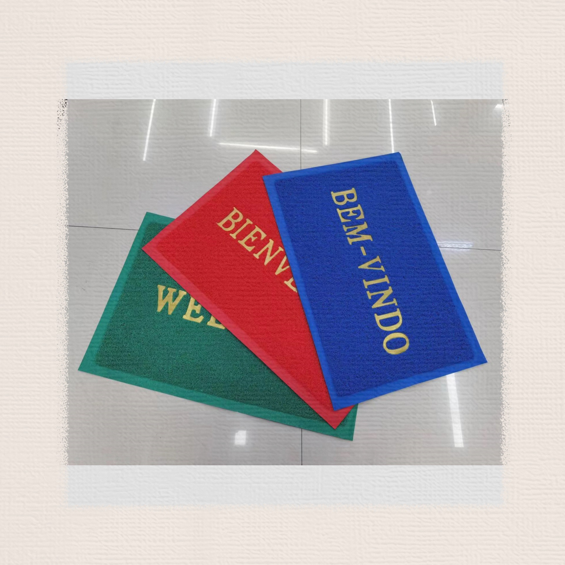 Thin rectangular wire ring floor mat, Welcome mat, brushed mat, PVC floor mat, foot mat, anti-slip door mat, bathroom mat Application Scenario