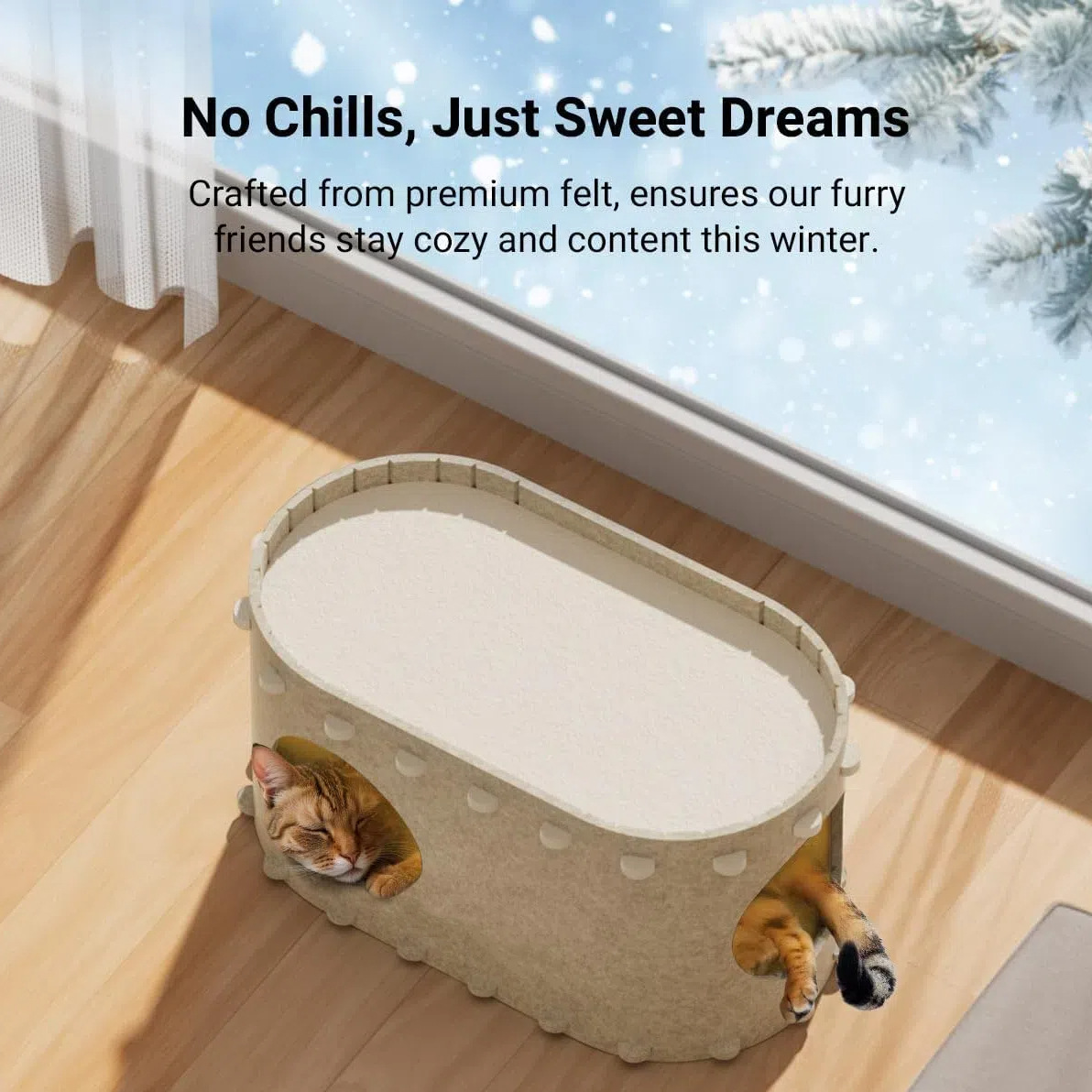 Felt cat bed Amazon cross-border double-layer large space foldable storage easy to maintain cat bed villa cat house Specification image
