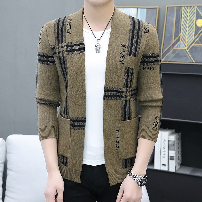 2022 New Men's autumn Korean-style trendy knitted sweater cardigan, men's casual jacket top, men's sweater Specification image