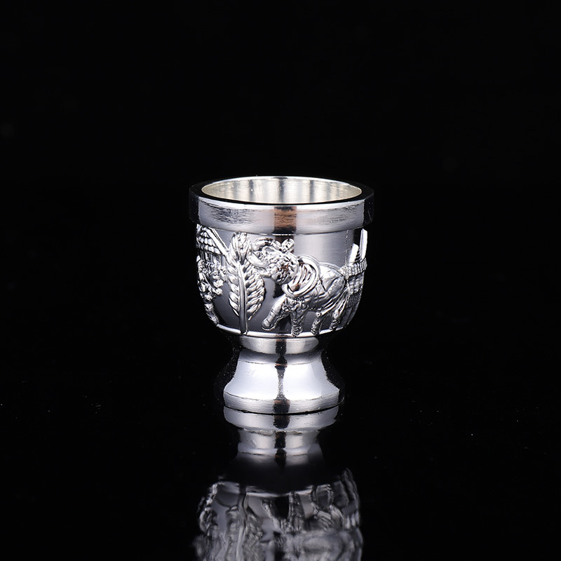 厂家直销手工鎏银酒杯家用银色茶杯半两25ml一口酒杯酒蛊节日礼品