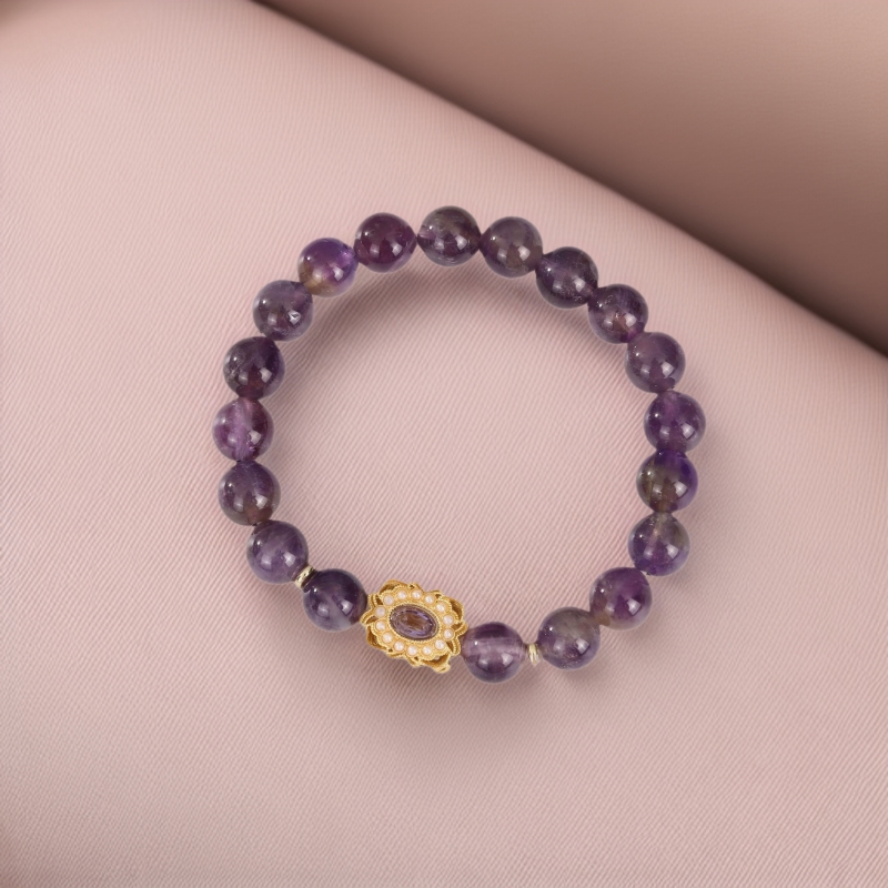 厂家直销新款紫水晶手链轻奢复古女士手串 饰品闺蜜礼物手串批发