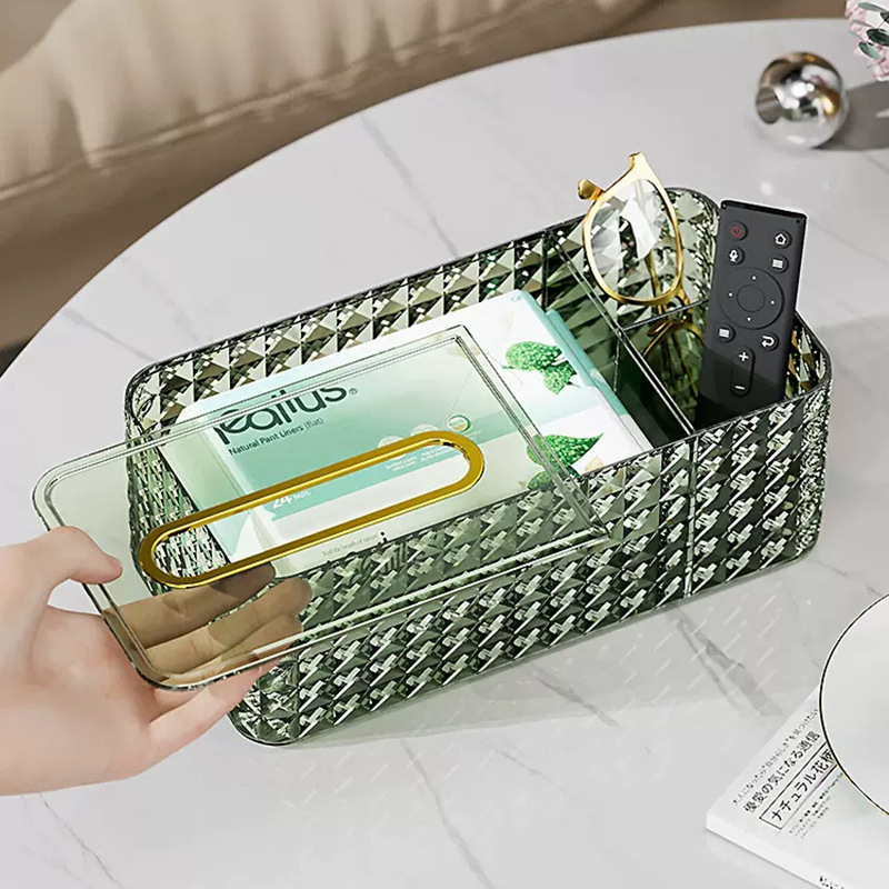 Desktop Diamond tissue box, multi-functional tissue box, waterproof creative household transparent tissue box for living room and bedroom desktop Specification image