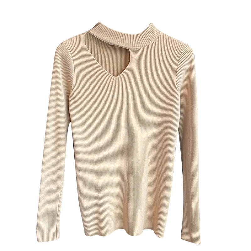 A halter-neck sweater for women to wear as an inner layer in spring, autumn and winter in 2024. It's a trendy, niche knitted collarbone base layer and a sexy top Item Picture
