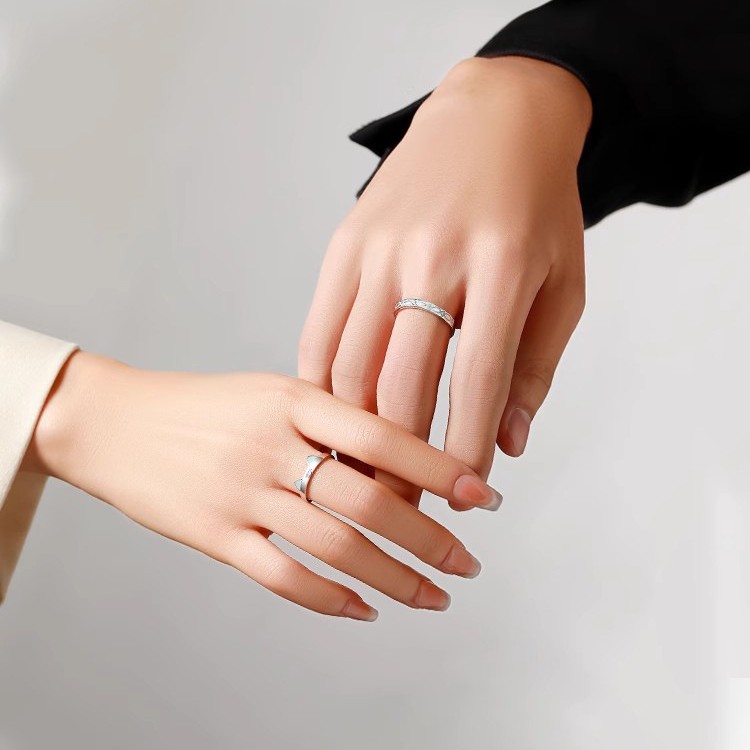 S925 plata esterlina gato pez amor pareja pareja anillo de moda versátil nicho luminoso pareja anillo para el día de san valentín enviar novia details Picture