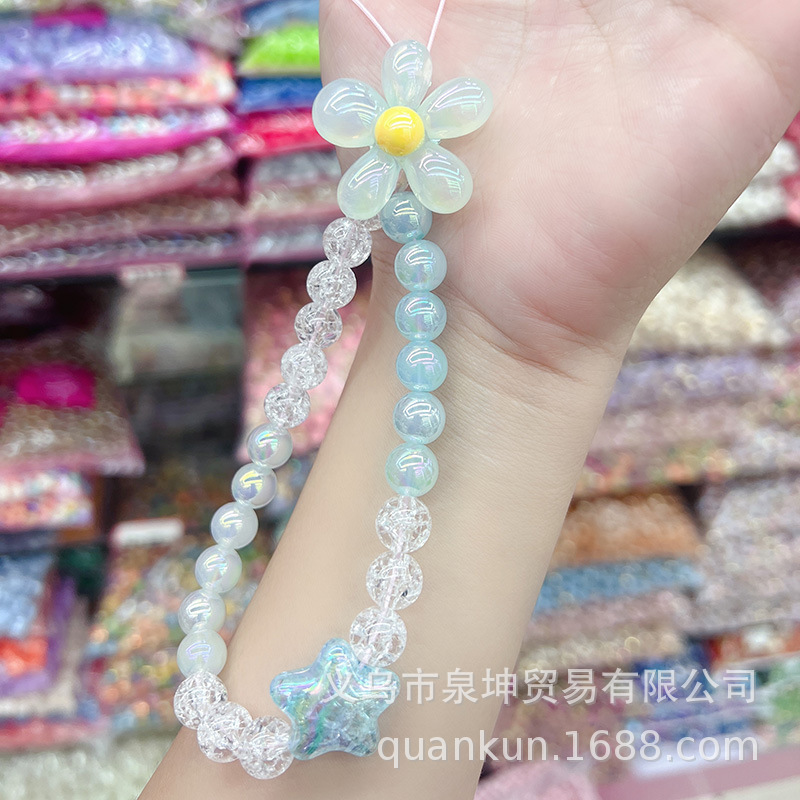Factory direct sales of acrylic star straight hole bead hair lanyard, mobile phone lanyard, cream resin, children's diy jewelry accessories Application Scenario